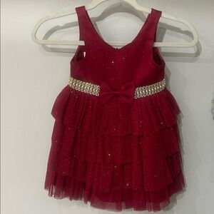 American Princess Sparkling Red Tiered Dress